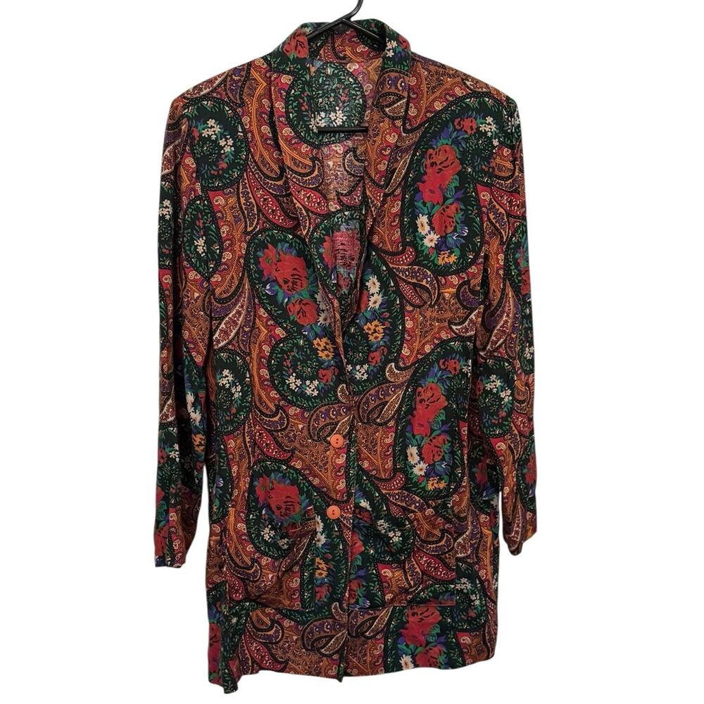 Units Womens Tapestry Blazer Cardigan‎ USA Made Boho Hippie Festival Large Retro